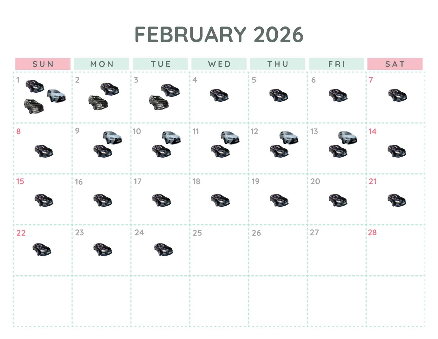 February 2026 Booking Calendar