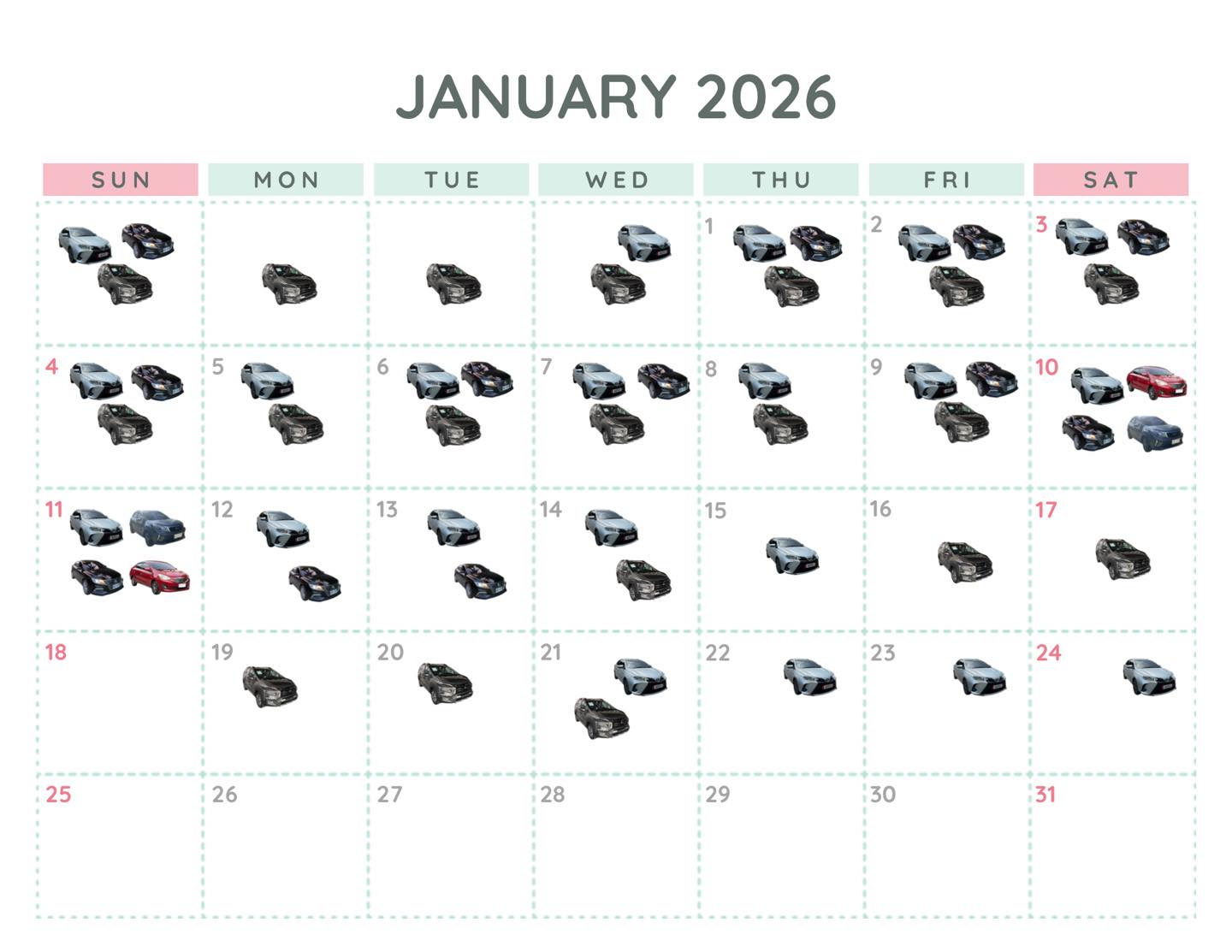 January 2026 Booking Calendar