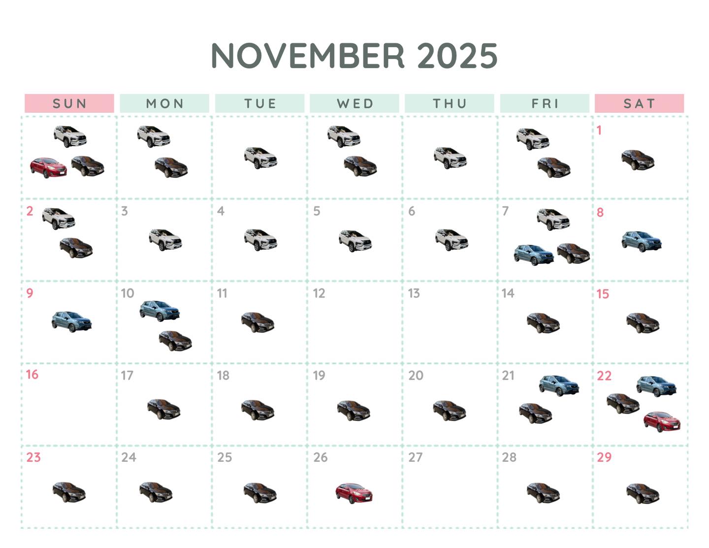 November 2025 Booking Calendar